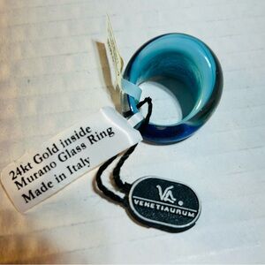 Venetiaurum Murano Glass  
& 14k Gold Swirl Ring